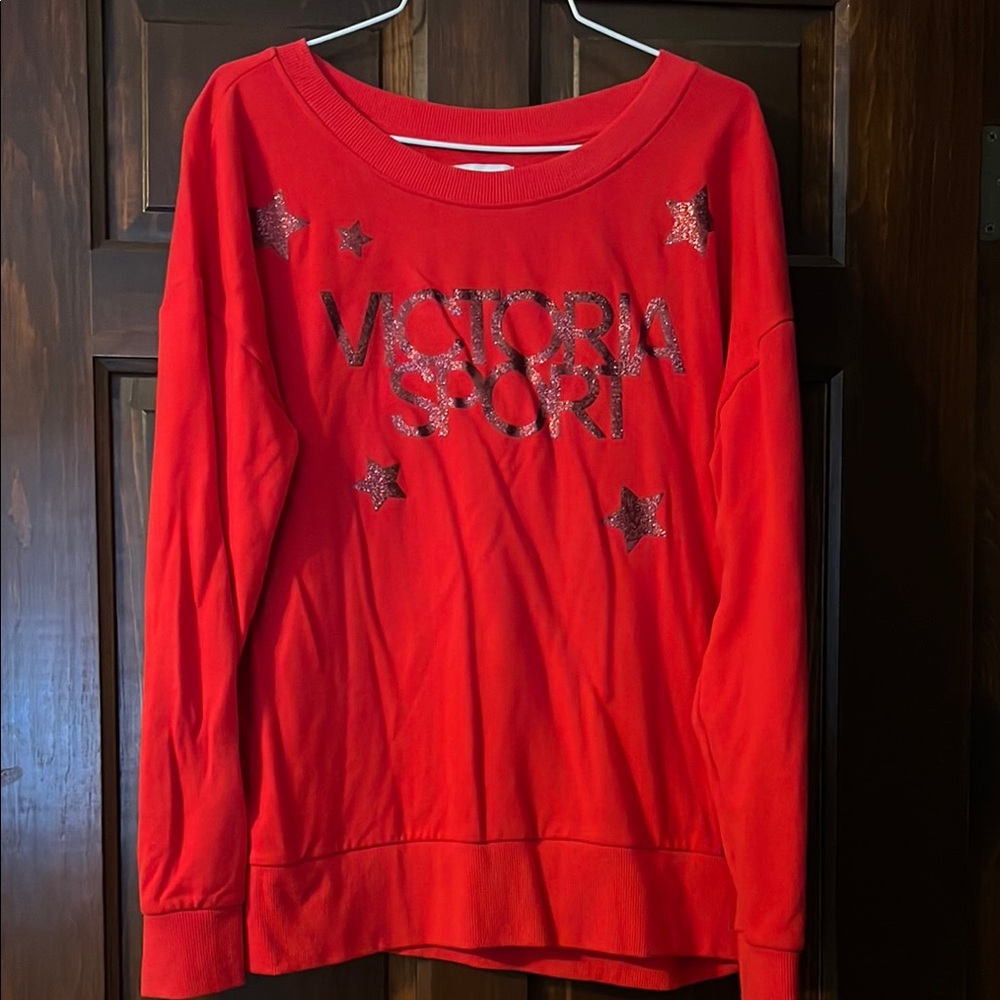 Victoria Sport Red Sparkle Sweatshirt *SIZE SMALL*